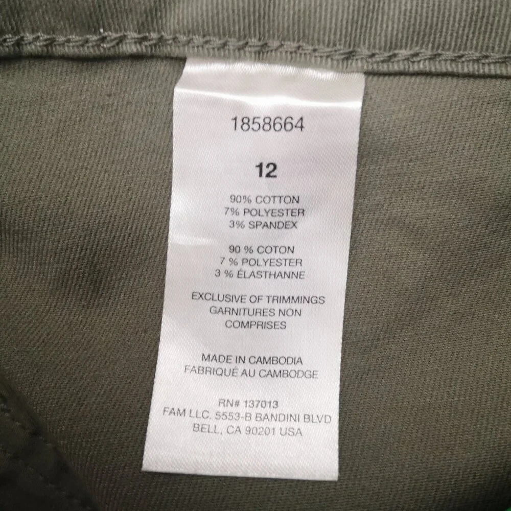 NWT Banana Republic Lades Size 12 Army Green Zipper & Button Closure Chino Pants - Picture 4 of 15